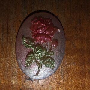 Oval Rose With Stem Cameo Pendant Mold / Jewelry Making For Resin / Clay